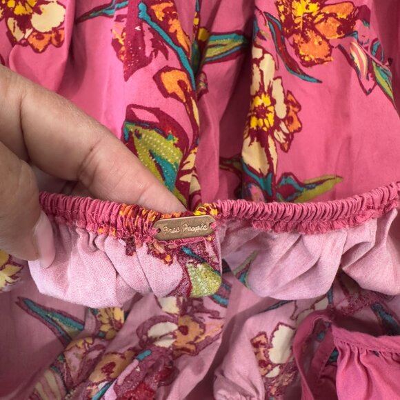 Free People TUNICA JODIE Sunrise Combo Pink Floral Print Mini Dress SZ XS - Picture 5 of 12